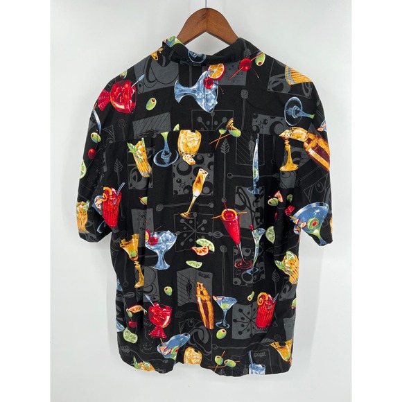 Paradise Found Honolulu Hawaii tropical martini button front hawaiian shirt L? - Picture 4 of 4